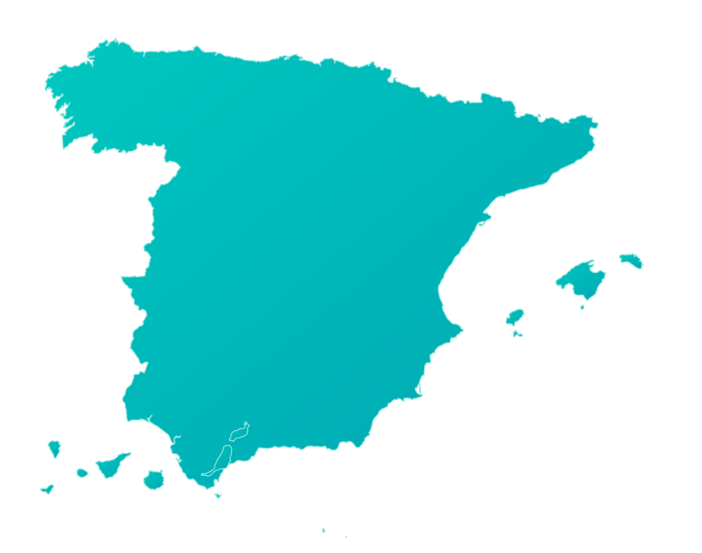 Mappa della Spagna con le isole Baleari e Canarie
